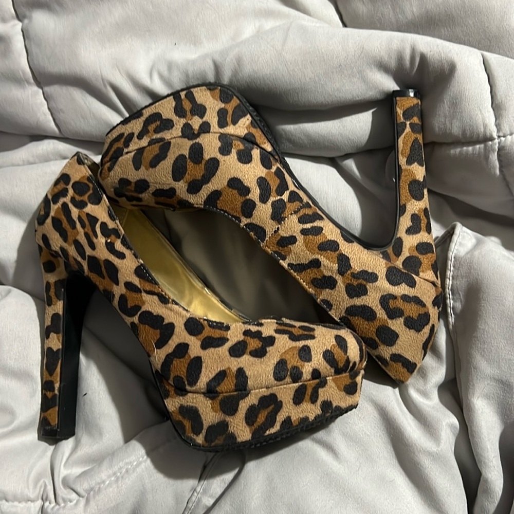 Platform cheetah heels